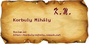 Korbuly Mihály névjegykártya